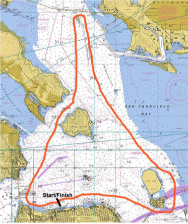 Three Bridge Fiasco course on San Francisco Bay