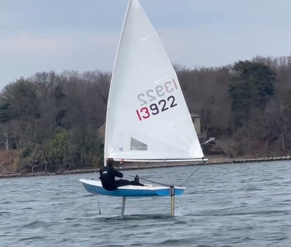 foiling laser sailboat