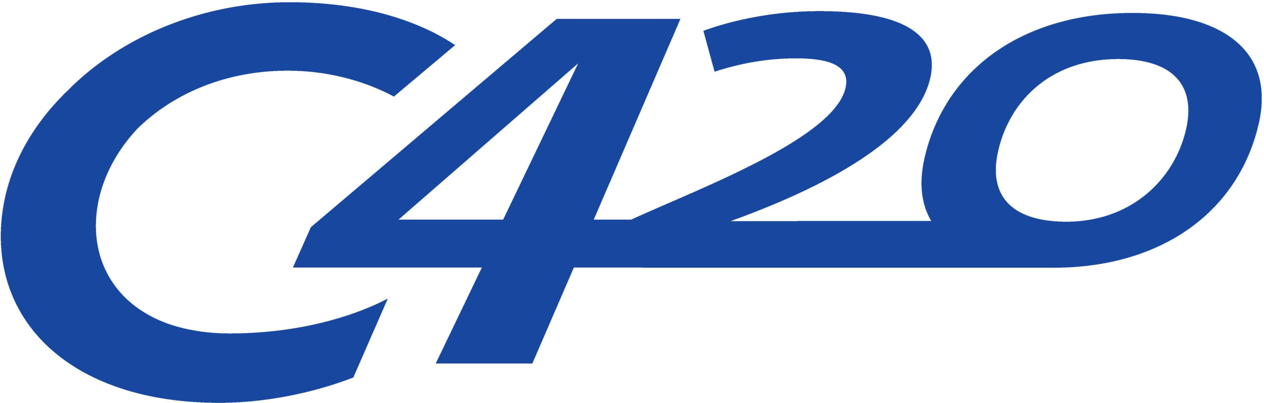 Blue logo with the bold text 