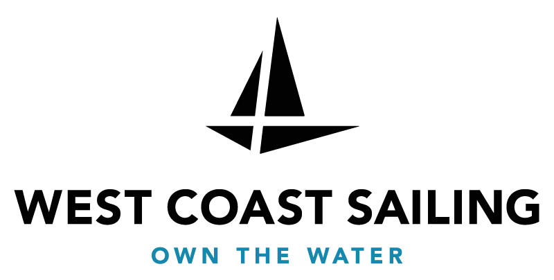 Logo featuring a stylized black sailboat above the text 