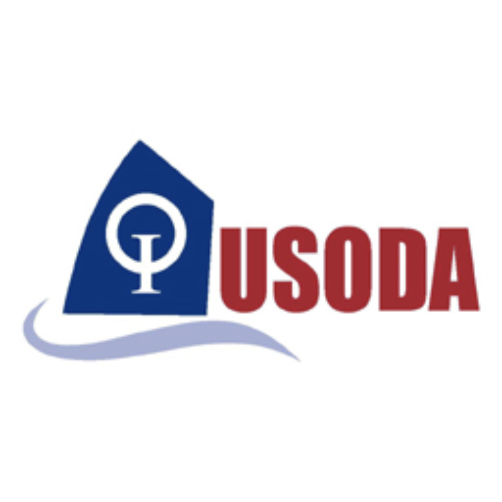 USODA logo with a stylized blue sail containing a white “O” and “I”, a blue wave underneath, and bold red text “USODA” on the right.